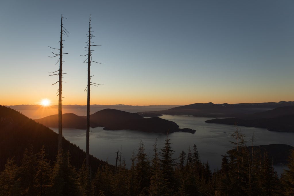 Sunset lookout over Howe Sound on top of Cypress Mountain in Vancouver