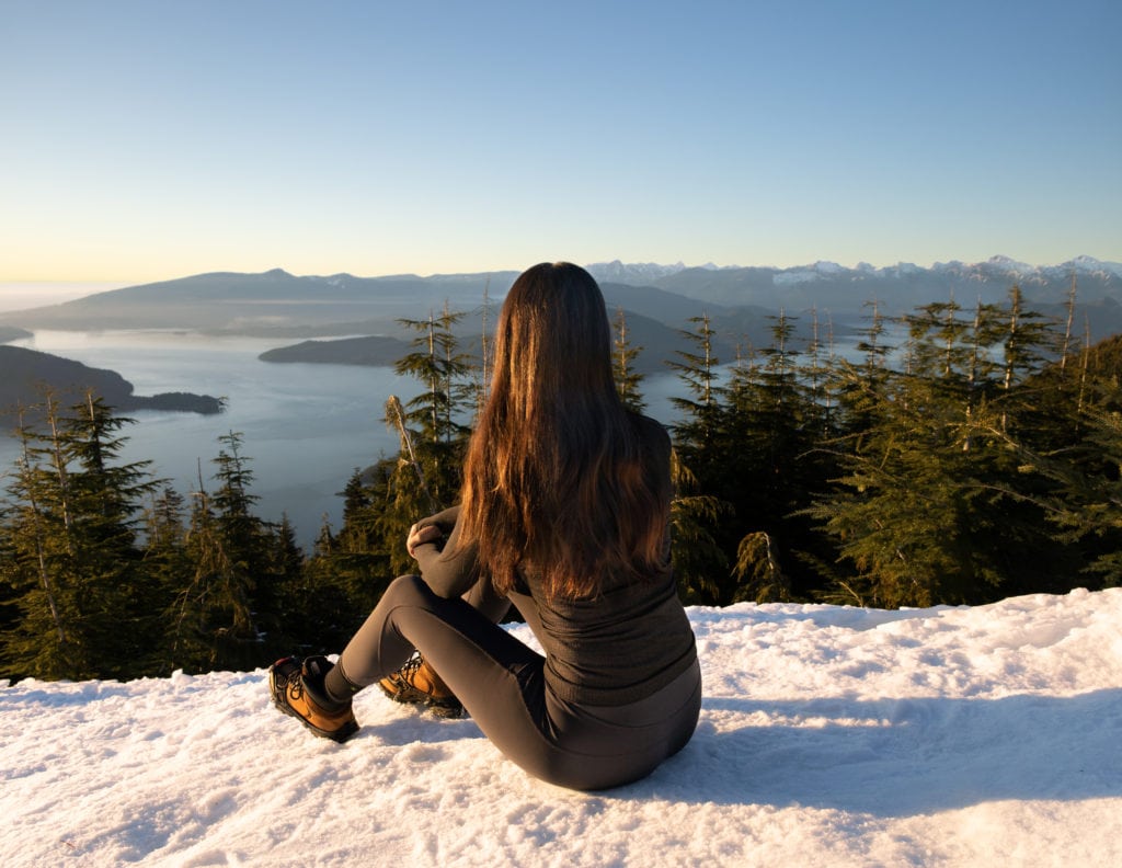 Bowen lookout is a great snowy easy hike near Vancouver, BC