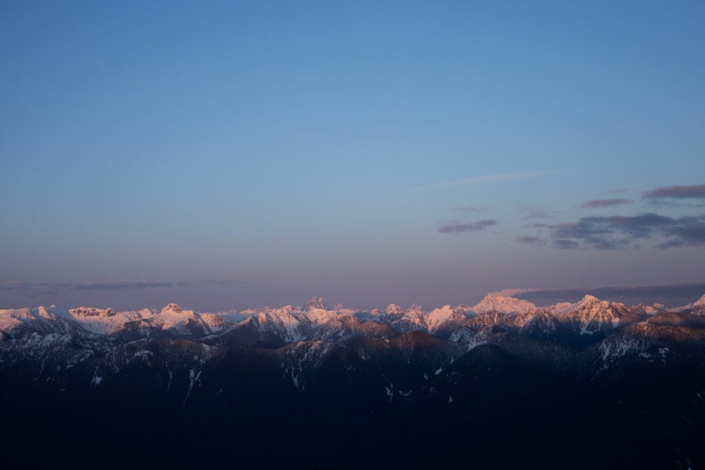 Sunset at Mount Seymour is a great beginner hike near Vancouver